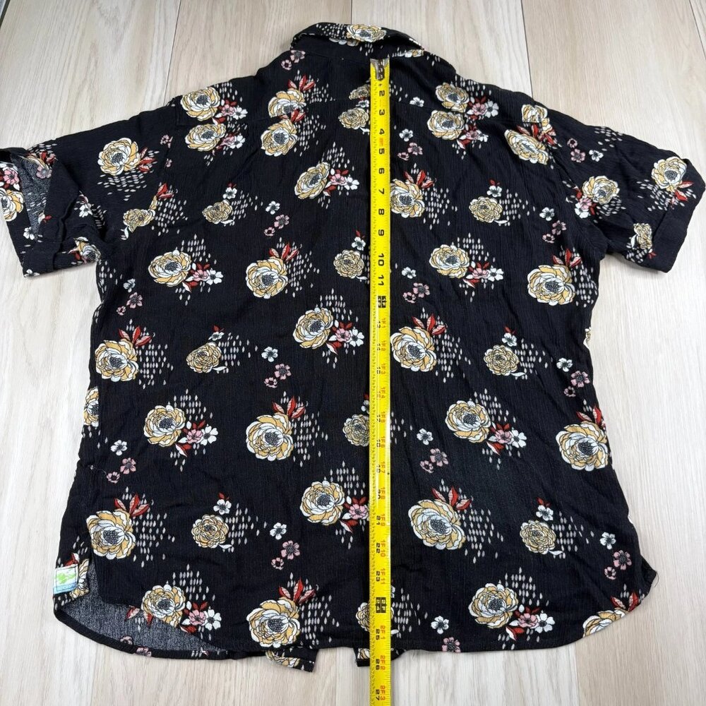 Seaplane Mens Black Floral Hawaiian Short Sleeve Comfy Button Up Shirt Size S - Picture 13 of 13